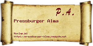 Pressburger Alma névjegykártya